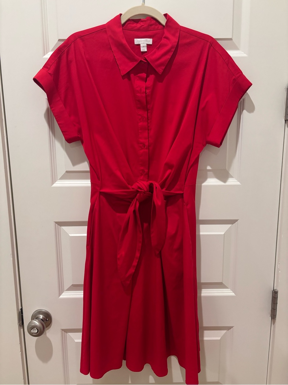 Charter Club Red Button-Front Tie-Waist Midi Dress